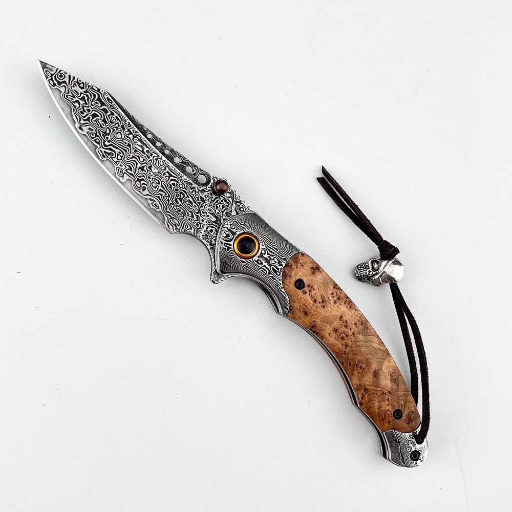 Vintage Collectible Knives - Pisau Lipat Motif Damaskus Kekerasan Tinggi
