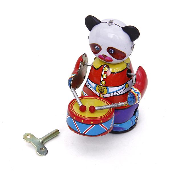 Vintage Collectible Figures - Mainan Drummer Panda Jam Putar Gaya