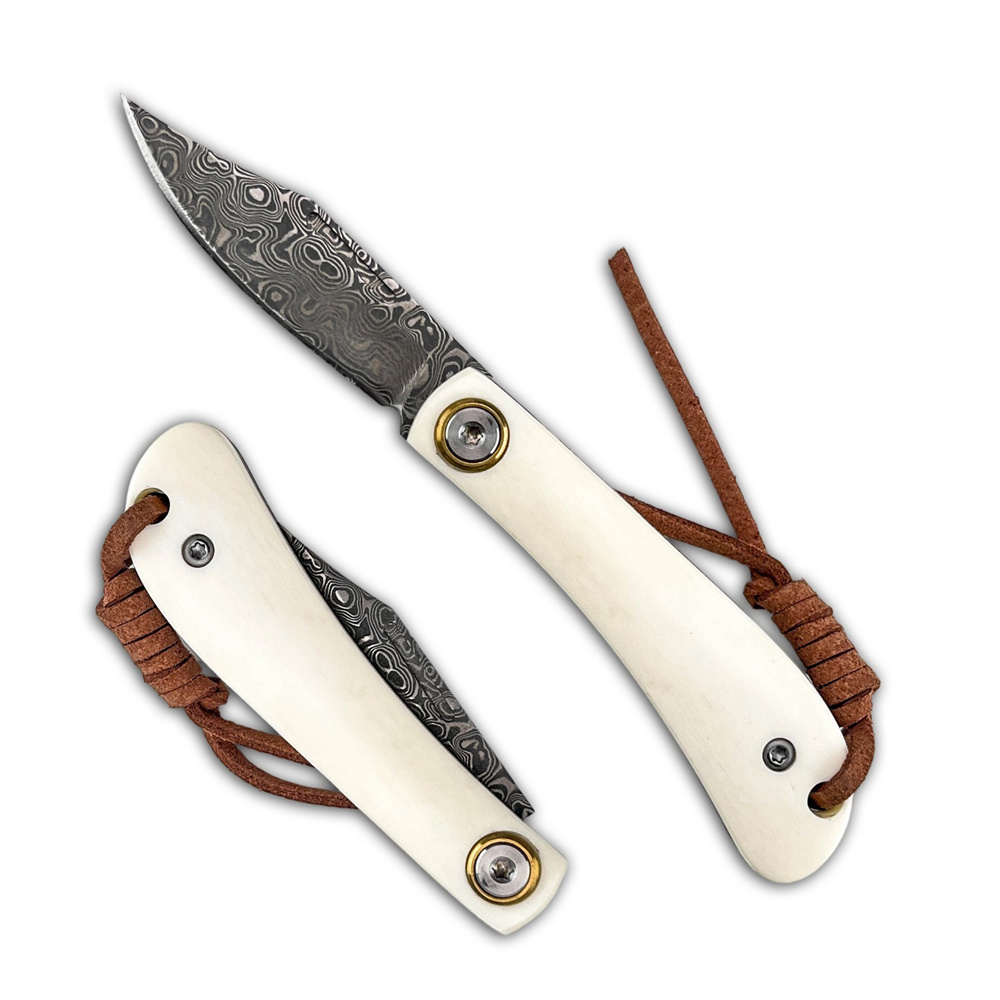 Vintage Collectible Knives - Pisau Lipat EDC Vintage Damascus Kompak,