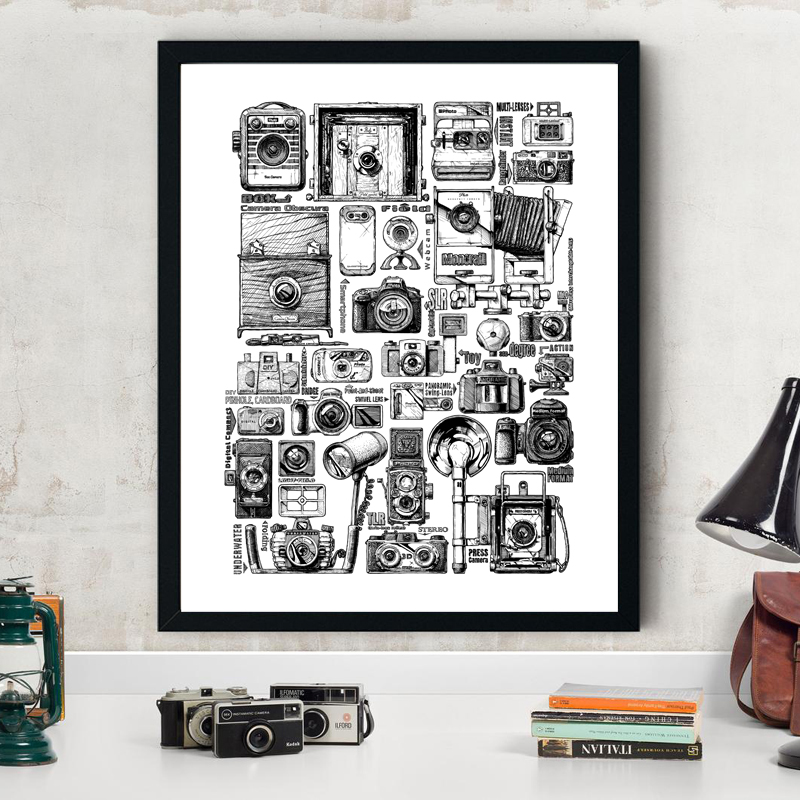 Collectible Vintage Cameras - Koleksi Kamera Antik Poster Ilustrasi dan