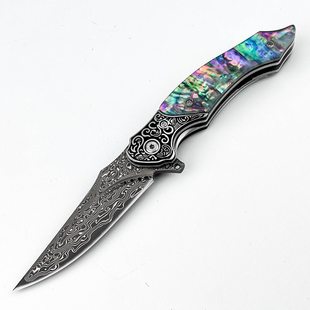 Vintage Collectible Knives - Pisau Lipat Motif Damaskus Vintage Baru