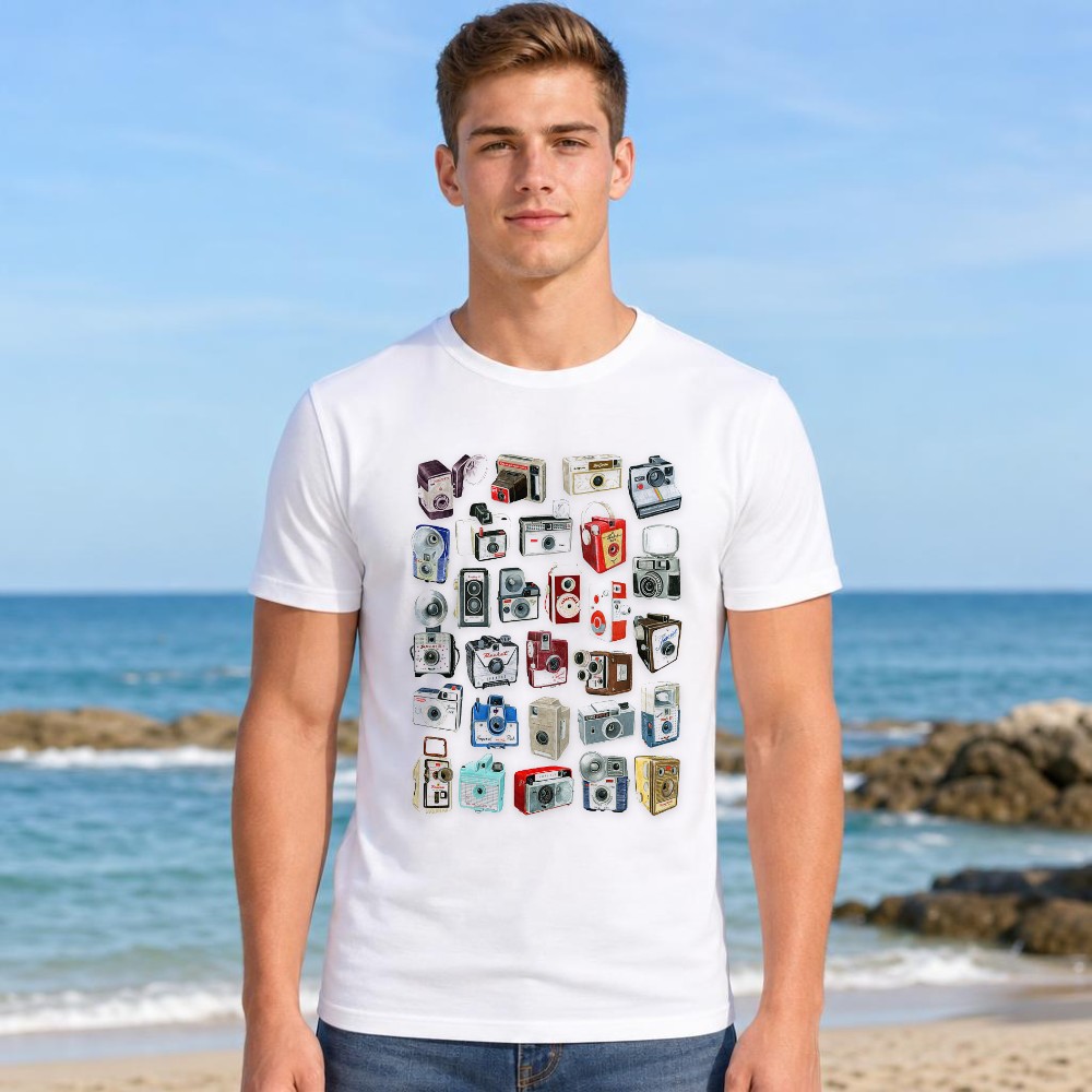 Collectible Vintage Cameras - Kaos Grafis Pria Koleksi Kamera Vintage