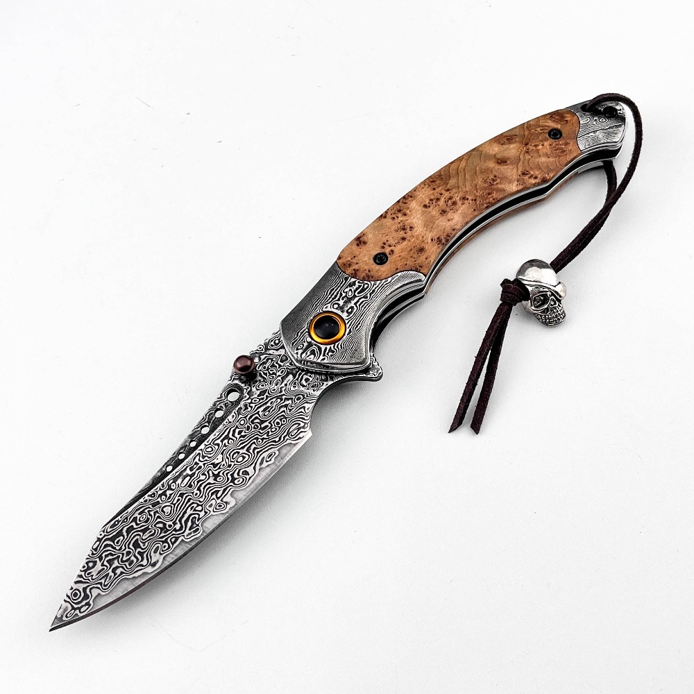 Pisau Lipat Motif Damaskus Kek - Vintage Collectible Knives ulasan dan harga